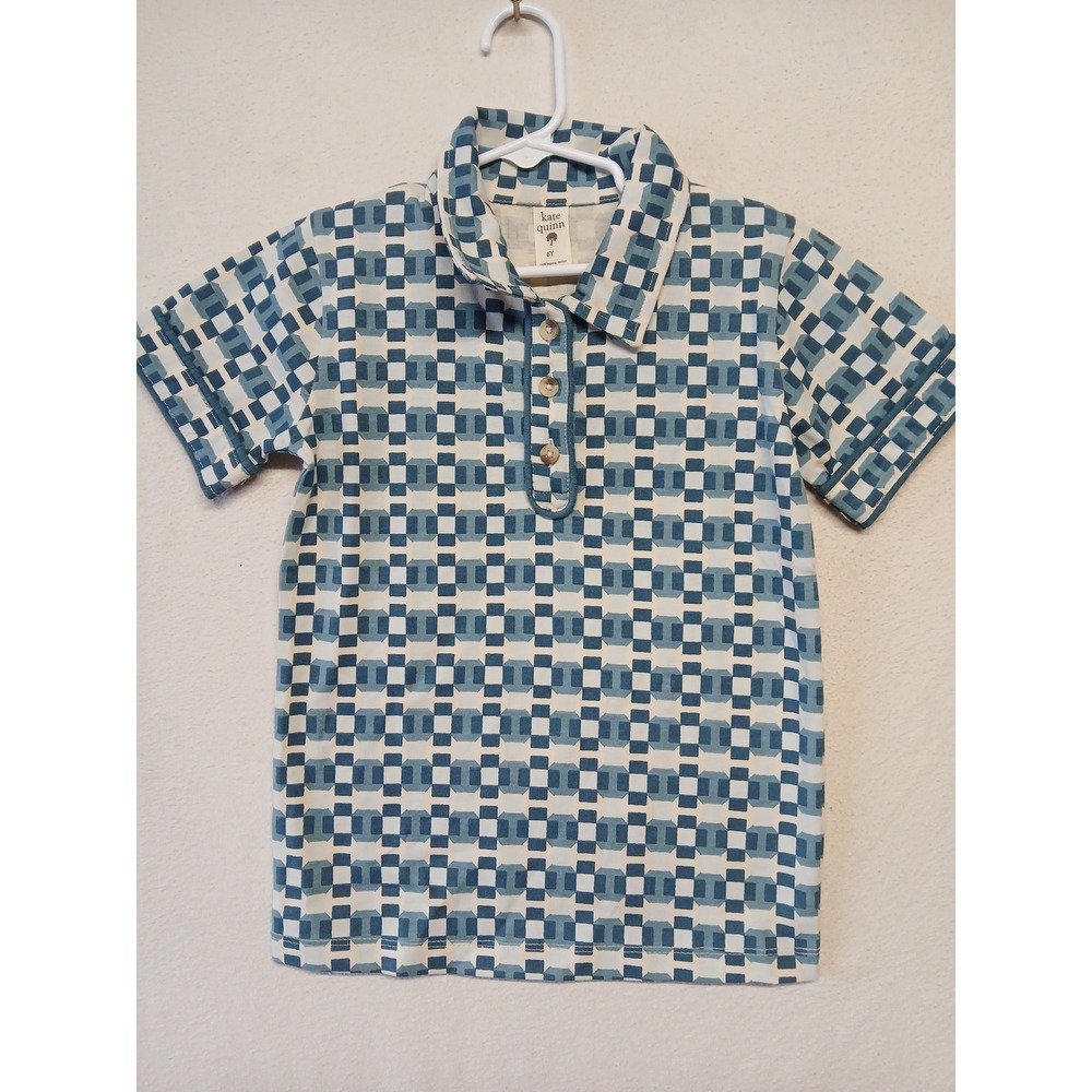 Kate Quinn Boys 6 polo Collared t shirt blue NWOT organic cotton